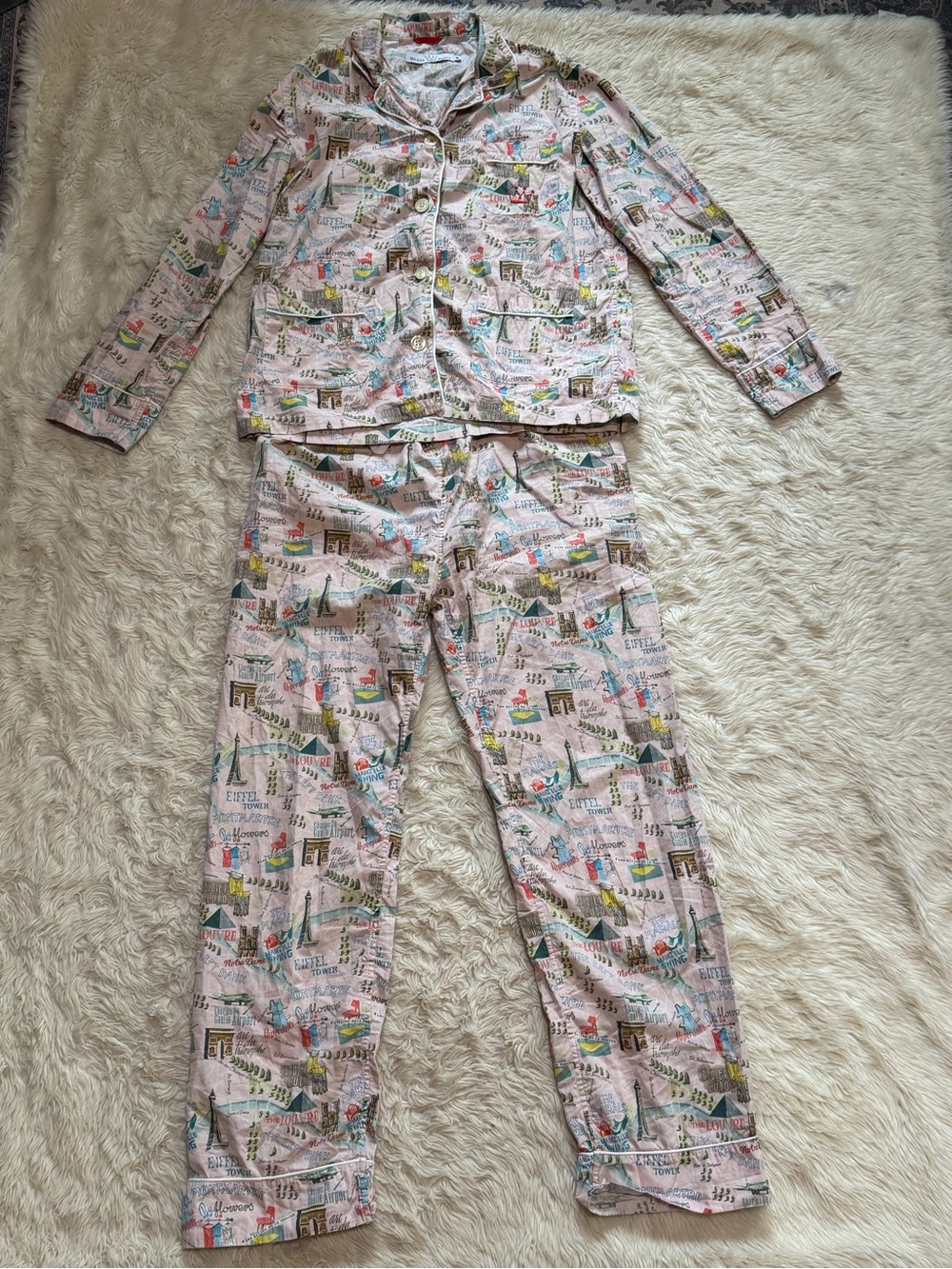 Maison Marcy Paris Print 100% Cotton Pajama Set - Size Small